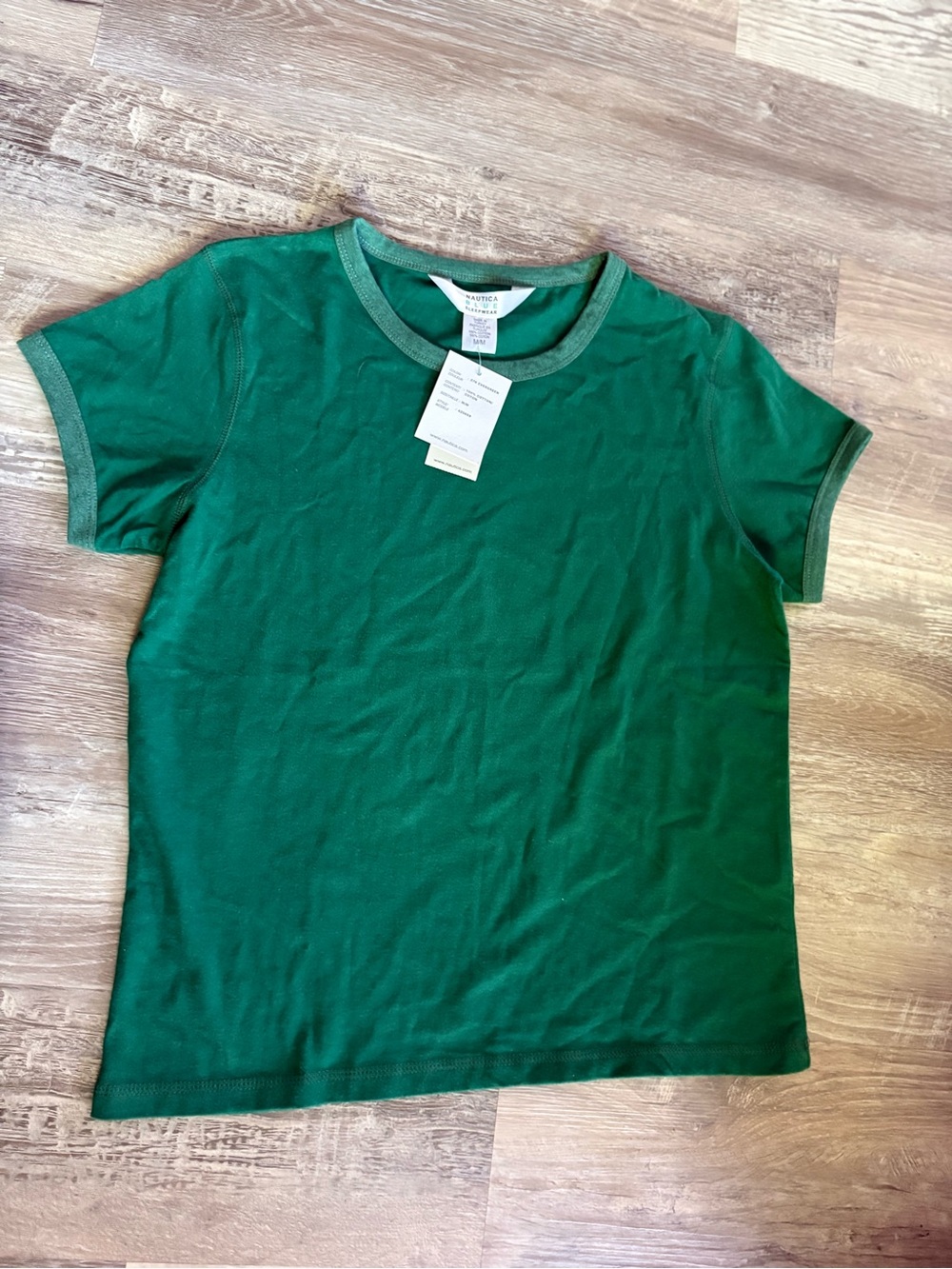 Nautica Blue Sleepwear Men's Green Solid Crew Neck Short Sleeve T-Shirt M Cotton